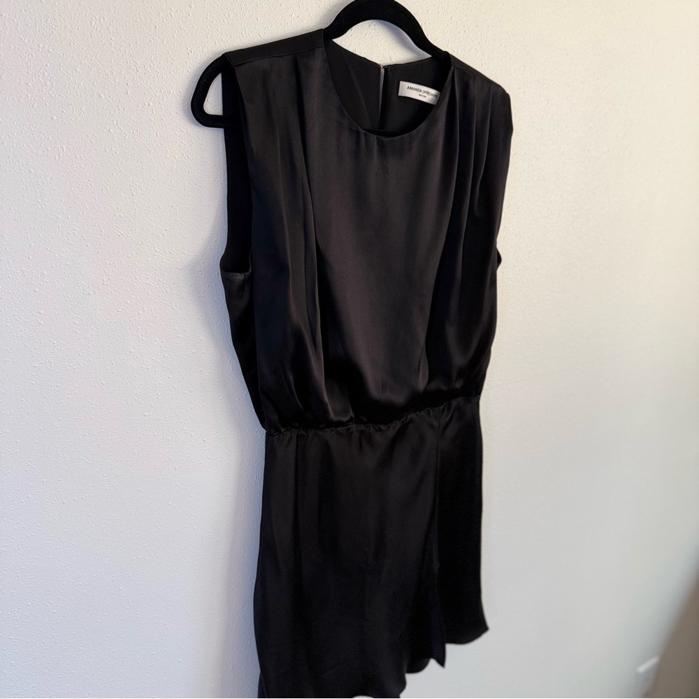 Amanda Uprichard 100% Silk Black Cocktail Evening Dress Minimalist Size M - Picture 8 of 13